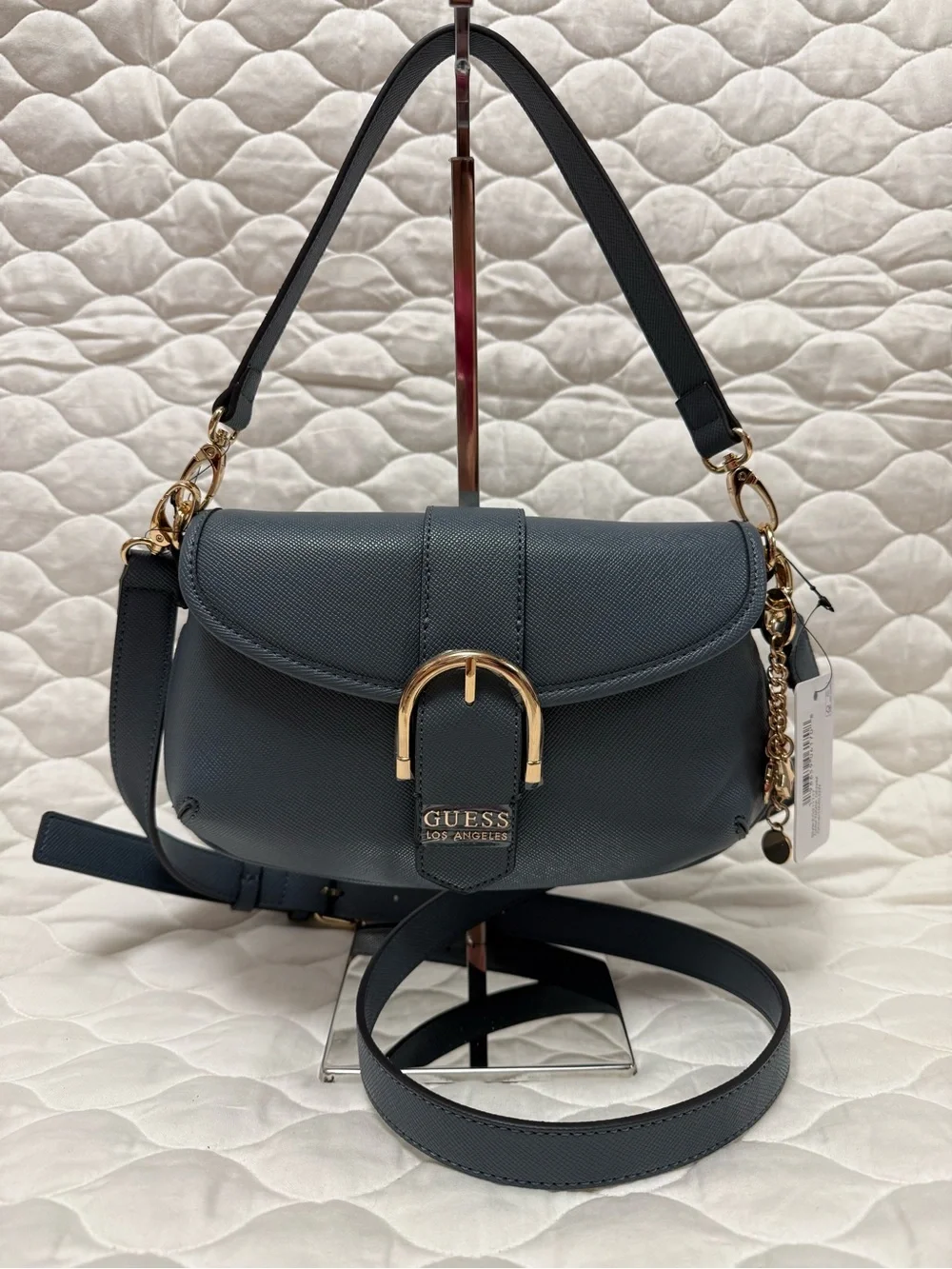 GUESS Los Angeles Harlow Saffiano Crossbody Bag with Gold Hardware